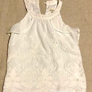 White ruffle sleeveless girls top